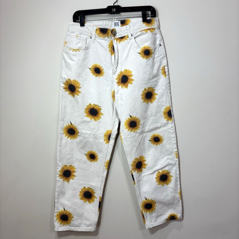 BDG Urban Outfitters Bow Fit Denim Sunflower Jeans Women Men 31x32 Boho Hippie